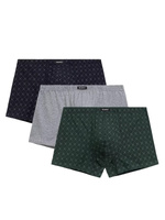 Atlantic Herren Baumwoll-Boxershorts Set – Bequeme Unterwäsche mit Stretch, Atmungsaktiv, 3er Pack, Farben: Dunkelblau, Dunkelgrün, Grau Melange, Klassischer Schnitt, Herbst/Winter Kollektion 2025