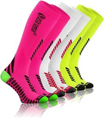 Sesto Senso Sport Kompressionssocken für Läufer – Atmungsaktiv, Nahtlos, Hergestellt in Polen, Optimale Muskelregeneration, Schutz vor Verletzungen, Modische Farben: Gelb, Türkis, Rosa, Graphit, Weiß, 3er Pack, Unisex