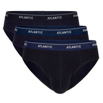 Atlantic Herren Slips Set – Bequeme Baumwoll-Elastan Unterwäsche, Sportliche Passform, Externe Gummiband, 3er Pack, Dunkelblau/Navy, Atmungsaktiv