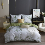 Bettwäsche Satina Y020 Weiß mit Blattmuster