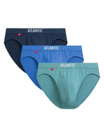 Atlantic Herren Baumwoll Slips 3er Pack – Sportliche Unterwäsche mit Elastan, Atmungsaktiv, Ideale Passform, Grün/Blau/Dunkelblau, Bequeme Taille, Frühling/Sommer 2025
