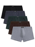 Atlantic Herren Baumwoll Boxershorts 5er Pack – Bequeme Unterwäsche aus Elastan, Atmungsaktiv, Inkl. Farben Schwarz, Grün, Grau, Braun, Perfekt für Herbst/Winter Kollektion 2025