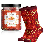 Socken im Geschenkglas Pilzsuppe