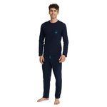 Henderson Herren Pyjama Invert – 100% Baumwolle, Komfort & Stil, Langarmshirt mit Rundhalsausschnitt, Lange Hose, Mehrfarbig, Ideal für Herbst/Winter, Elegante Nacht- und Hausbekleidung