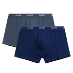 Atlantic Herren Boxershorts Set – Bequeme Baumwolle mit Elastan, Sportliche Passform, Blau, 2er Pack, Frühling/Sommer 2025, Ohne Muster, Externe Gummibänder, Neuheit