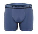 Sesto Senso Herren Baumwoll Boxershorts Cougar – Bequeme Sportliche Unterwäsche, 95% Baumwolle, Elastischer Bund, Flache Nähte, Klassisches Design, Ideal für Täglichen Gebrauch, Blau
