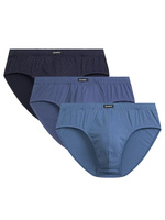 Atlantic Herren Baumwoll Slips Set – Klassische Unterwäsche mit Print, Komfortabel, 3er Pack, Blau & Mehrfarbig, Frühling/Sommer 2025