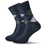 Sesto Senso Herren Baumwollsocken – Elegante Anzugsocken mit Rautenmuster, Hochwertige gekämmte Baumwolle, Komfortabler Flachnaht, Atmungsaktiv, Elastisch, Ideal für Business und Alltag, Blau