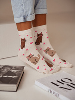 Damen-Socken Katzen und Herzen