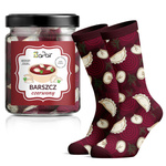 Socken im Geschenkglas Pilzsuppe