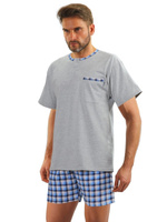 Herrenschlafanzug Kurzarm Shorts Grau