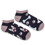 Sneakersocken Serie 1108 Schäferhunde und Knochen Schwarz