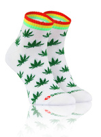 Sesto Senso Herren Socken – Kurze Baumwollsocken mit Muster, Atmungsaktiv und Bequem, Bunte Farben, Ideal für Alltag und Elegante Outfits, Hauptmotiv: Weißes Blatt, 90% Baumwolle, Neu