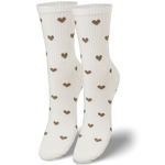 Damensocken Wzorzyste 200 Ecru mit Herzen
