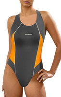 Sesto Senso Damen Badeanzug – Einteiliger Badeanzug für Aktive, Modisch und Komfortabel, Ideal zum Schwimmen und Aqua Fitness, 80% Polyamid, 20% Elastan, Grafitgrau, Modell 714