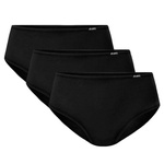 Atlantic Damen Classic Slip Set – Bequeme Unterwäsche aus Baumwoll-Elastan-Mix, Atmungsaktiv, Figi-Design, 3er Pack, Schwarz, Ohne Muster