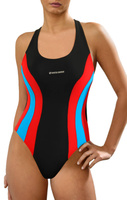 Sesto Senso Damen Badeanzug – Einteiler für Aktive, Modische Farben, Komfortabel, Ideal für Schwimmen und Aqua Fitness, 80% Polyamid, 20% Elastan, Schwarz, Modell 715