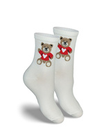 Kindersocken Valentinsbär Ecru