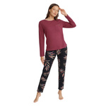 Henderson Damen Pyjama Set Garden – Elegante Baumwoll Schlafanzug mit Blattmuster, Langarmshirt mit Brusttasche, Weiche und Atmungsaktive Stoffe, Herbst/Winter Kollektion, Mehrfarbig