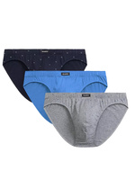 Atlantic Herren Baumwolle Slips 3er Pack – Sportlicher Schnitt, Bequem & Atmungsaktiv, Grau/Blau/Marine, Weiche Innengummierung, Frühling/Sommer 2025 Kollektion