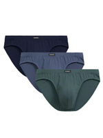 Atlantic Herren Baumwoll Slips 3er-Pack – Sportliche Unterwäsche, Atmungsaktiv, Bequemer Sitz, Kobalt/Denim/Dunkelgrün, 100% Baumwolle, Herbst/Winter 2025 Kollektion